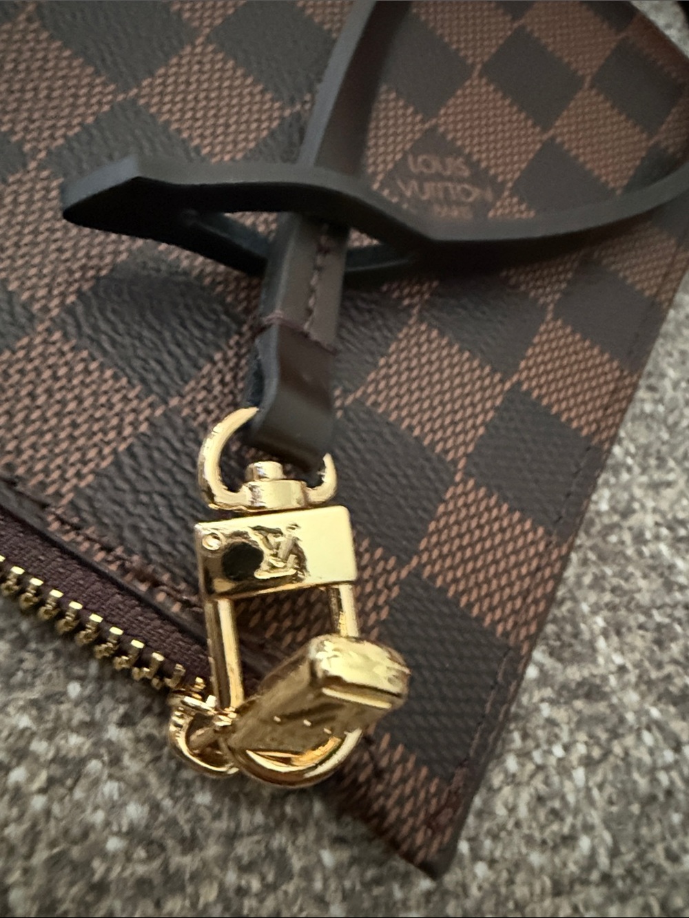 Brown Checkered Wristlet Clutch - Picture 5 of 6